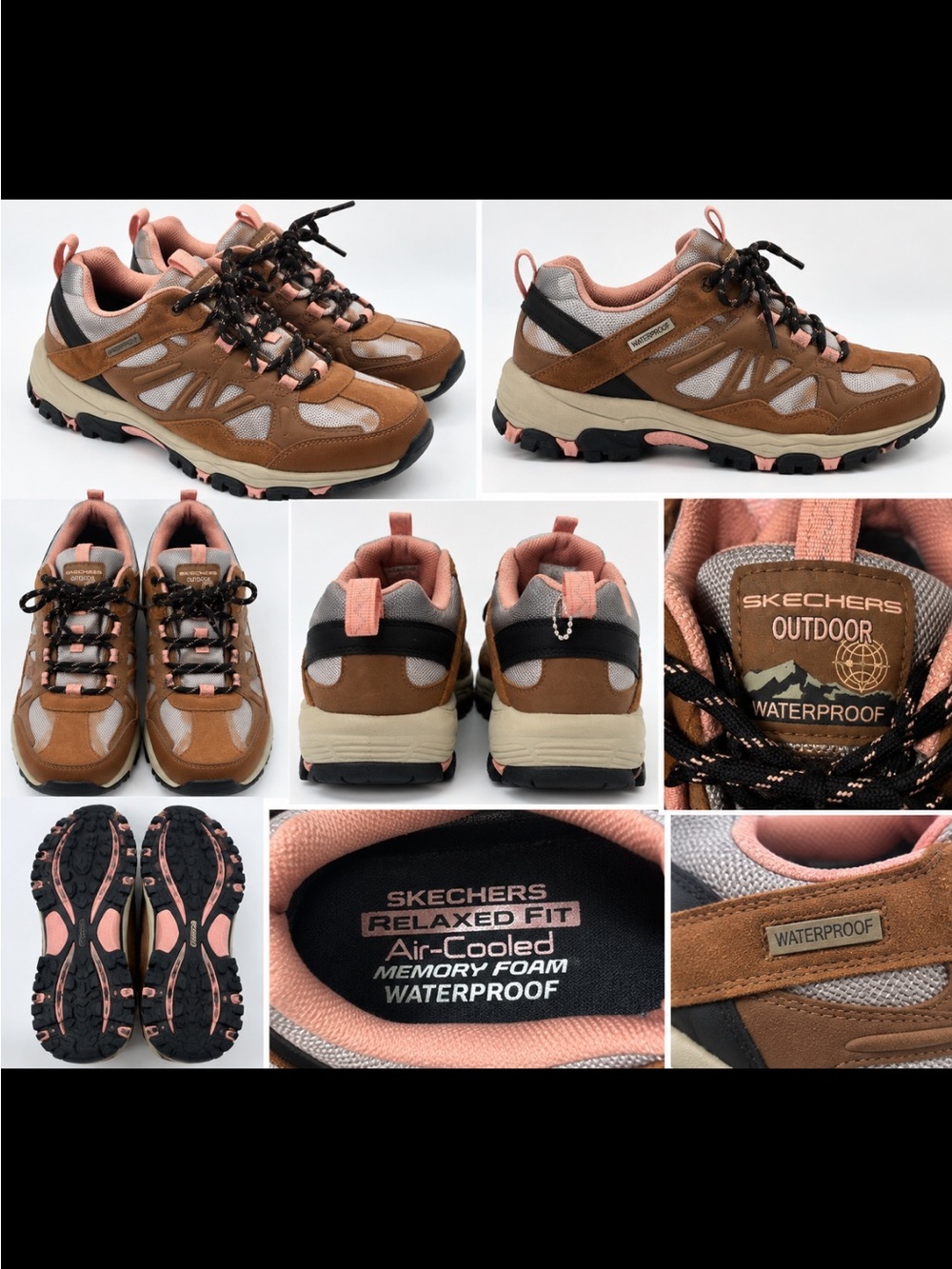 Skechers Women’s Brown and Pink Trail-Style Athletic Sneakers
